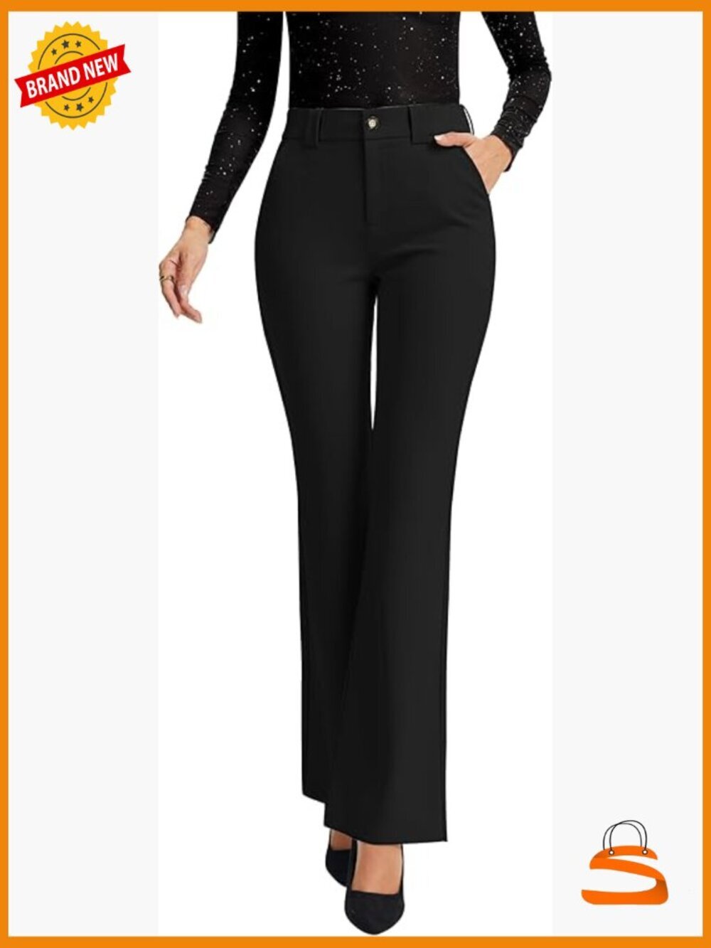 Stretchy Bootcut Dress Pants with Pockets High Rise Work Trousers